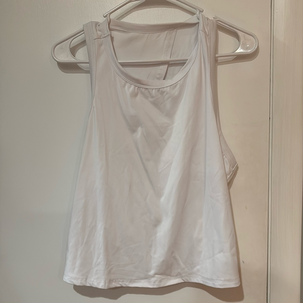 Large white workout tank